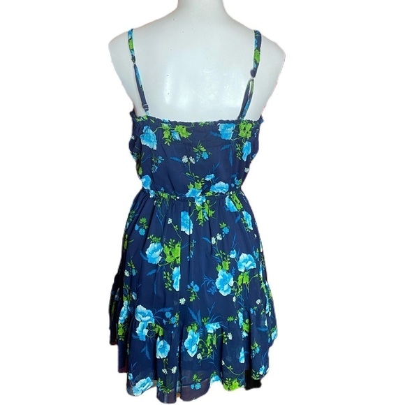 Hollister Pinafore Dress Flower Pattern Blue Green - Picture 6 of 10
